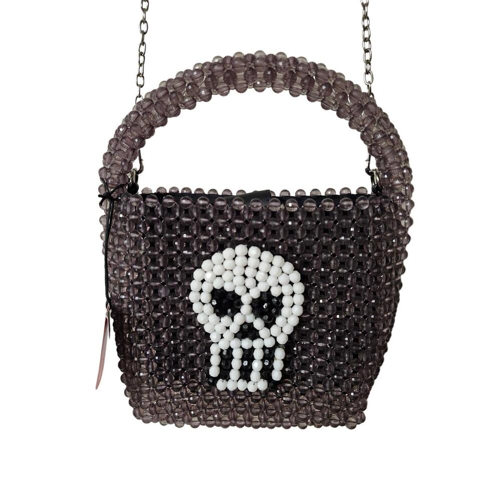 Bouffants &  Broken Hearts beaded skull Handbag purse Halloween